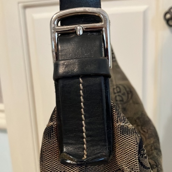 DOONEY&BOURKE SIGNATURE HOBO SHOULDER BAG LEATHER TRIM BROWN - Picture 9 of 11